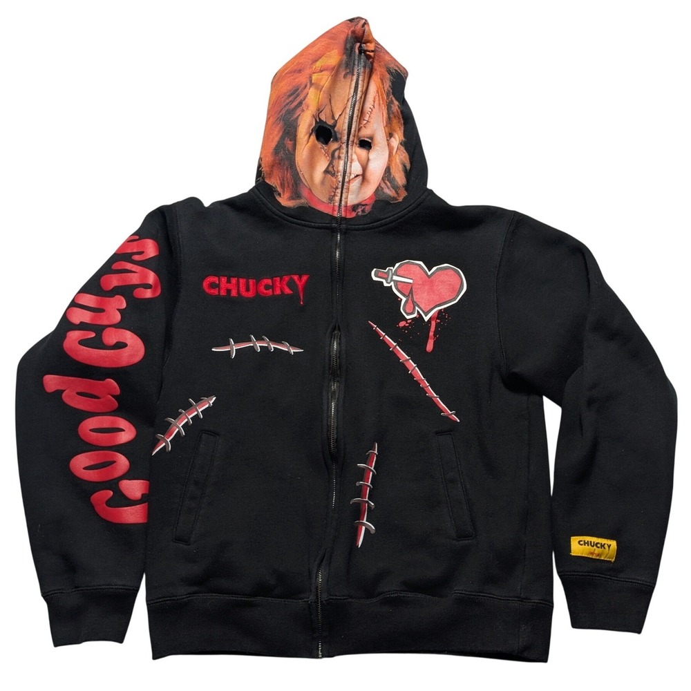 Chucky x Shoe Palace Black Full Zip Mask Hoodie Good Guys Horror Mens Medium